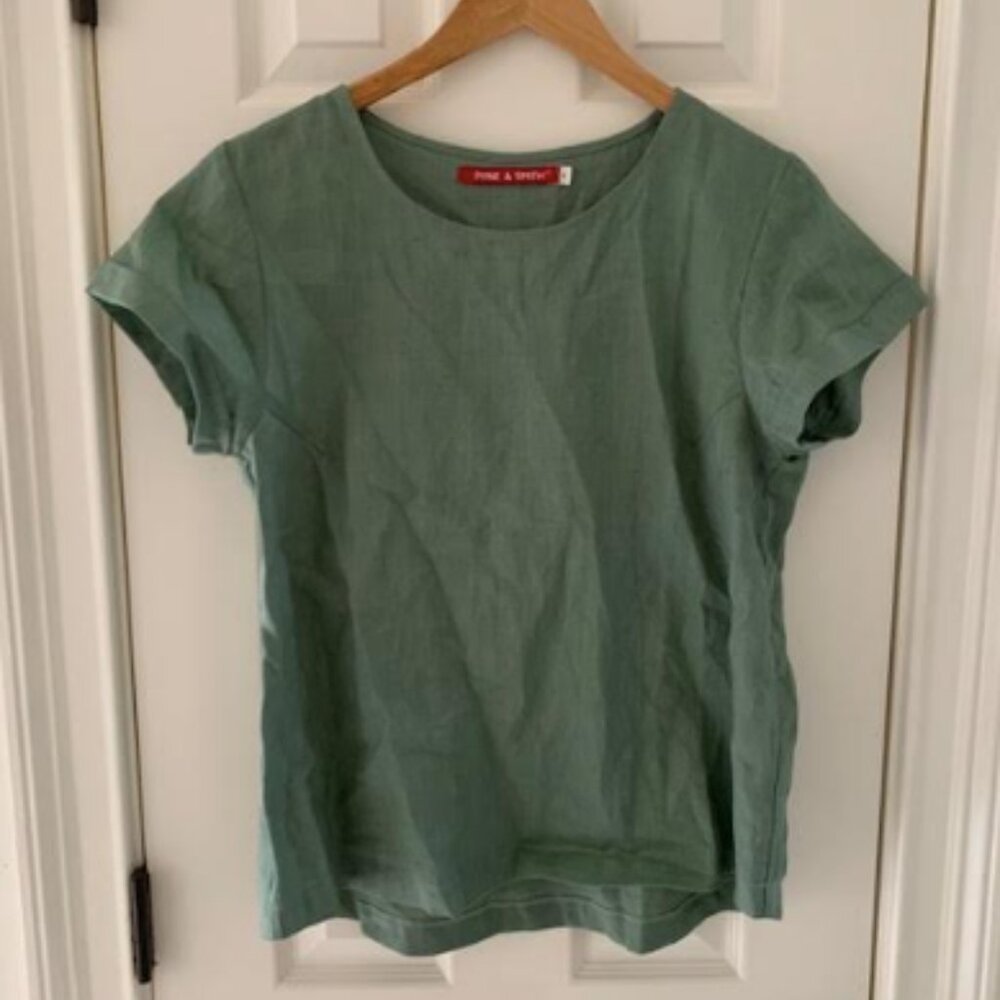 Pyne & Smith Linen Blouse No. 14 Celedon Green, size M